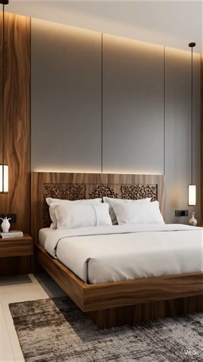 Modern Wooden & Grey Laminate Bedroom Design ✨ | Luxury Yet Minimal Look#sho #shortsfeed #shorts