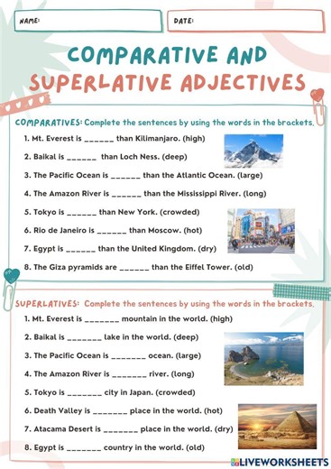 Comparatives and Superlatives online exercise for High school