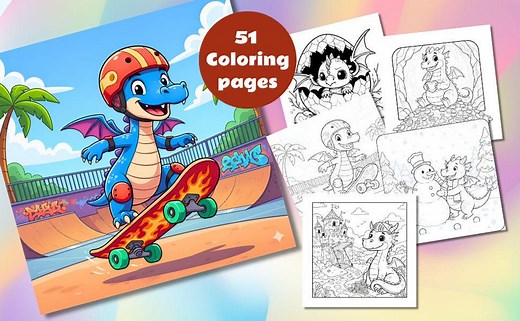 51 Cute Dragon Coloring Pages for Kids | Fantasy Baby Dragon Printable | Fun Activity Book | Digital Download PDF - Etsy