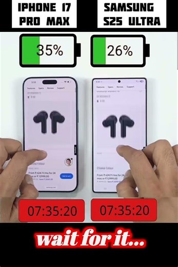 ⚡⚡Samsung S25 Ultra vs iPhone 17 Pro Max Battery🔋 Drain Test | SHOCKING Results!! 😱#batterydraintest