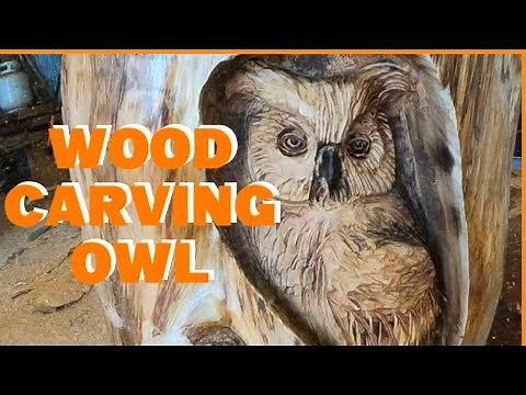 Wood Carving A Great Horned Owl - Awesome wood carving for beginners amsr