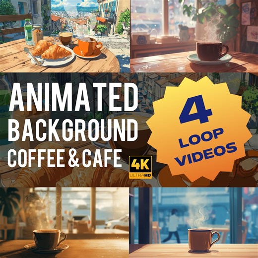 Animated Coffee Shop Background | Cozy Cafe Loop Videos | 4K Steaming Coffee Cup Ambience - Etsy