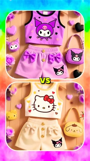 Kuromi 💜 vs Hello Kitty 🩷 #pink #purple #lisaorlena Lisa Or Lena #kuromi #hellokitty #tiktok #viral