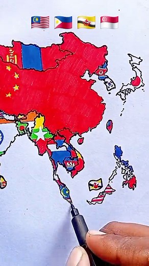 Drawing the Flag Map of Southeast Asia Countries