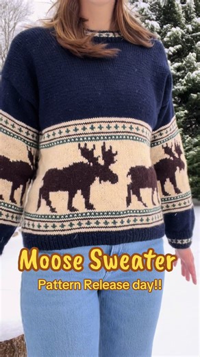 🫎 PATTERN RELEASE// MOOSE SWEATER! 🫎 The day is finally here!! My Moose Sweater Pattern is released!! It has been absolutely surreal to see all the excitement for this sweater, and I’m so thrilled to finally share it with you all 🤍 This pattern is now available on my Ravelry and Etsy! (Link in bio) A huge thank you to Cascade Yarns for sponsoring the yarn for my giveaway, and to my incredible test knitters for being so supportive, thoughtful, and amazing throughout this entire process. I trul