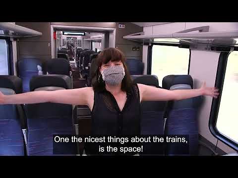 Geoff Marshall & Vicki Pipe show off the features of Greater Anglia's new intercity trains.