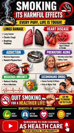 Smoking Kills Slowly 🚭 | Harmful Effects of Smoking Explained | AS Health Care#smokingeffects
