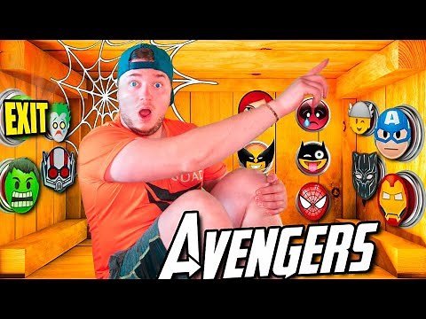 Avengers 100 Mystery Buttons Box Fort - Only 1 Will Let you ESCAPE the Box