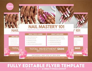 Buy Nail Training Class Flyer | DIY Nail Course Canva Template Online in India - Etsy