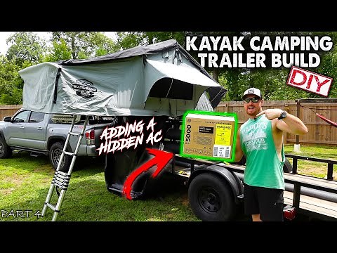 HIDDEN AIR CONDITIONER for the Rooftop Tent, Kayak Camping Trailer Build | Part 4 | DIY | 2021
