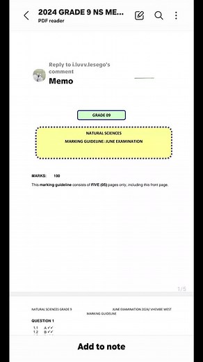 Memorandum for Grade 9 Natural Science Term 2