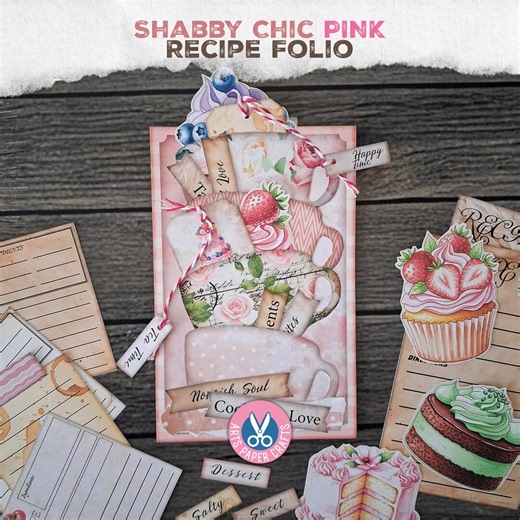 Junk Journal, Digital Recipe Folio, Tab Folder, Recipe Cards, Pocket Tags, Digital Download, Printable, Ephemera, Fussy Cuts, Pink, Tea Cups - Etsy