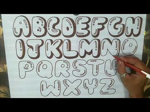 bubbles lettters a to z with shadow handwritting - how to draw 3d letters | bubble & block letters