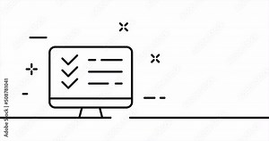 Continuous line art drawing check mark. Single line drawing, solid line. One line animation of acceptance, application and online resume. Video 4K
