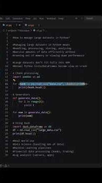 Python Big Data Tricks 🚀 Handle Large Datasets Without Crashing (Pandas, Generators, Dask)#hitcodear