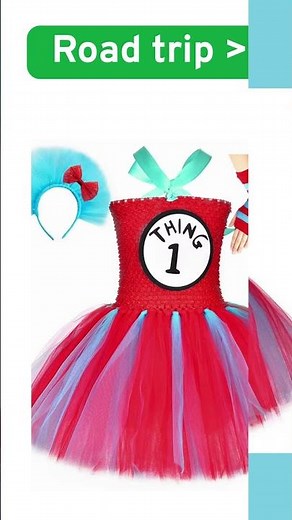 Thing 1 and Thing 2 Costumes Kids Sky Blue Red Tulle Tutu Dress
