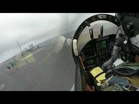 F 18 carrier landing in bad weather and low visibility Military videos