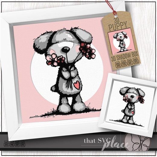 3D Dog Shadow Box SVG, Puppy 3D Paper Cut File, Layered Cardstock Template, Whimsical Nursery Decor DIY, Cricut Cut File - Etsy