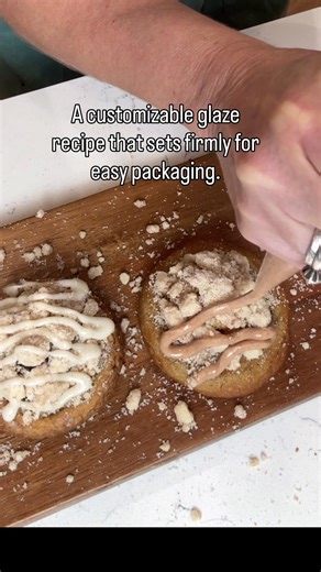 Vanilla Glaze (that actually sets): • 150g confectioners sugar • 22g milk • 6g vanilla extract • Pinch of sea salt Pro tip: Skip the heavy cream if you need your glaze to crust for packaging or transporting. Cream stays soft—milk sets cleaner. Citrus glaze tip: Use fresh-squeezed juice as both the liquid and the flavoring. I always add zest for an extra punch 🍋 My favorite glaze flavors: • Vanilla • Lemon • Maple (maple syrup maple extract) • Cinnamon • Orange • Almond • Coconut (use coconut mi