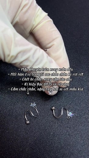 Còn mấy mẫu để test nữa, để sốp test từng mẫu cho các tình iu của sốp xem nhooooooo 💖 #piercing #xokhuyen #khuyentai #khuyentaibac #bacs925 #khuyentaingoisao