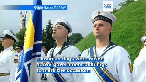 Volodymyr Zelenskyy marks National Flag Day as Russia continues to target Ukrainian cities