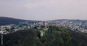 Drone video of the Burgruine Koenigstein castle in Konigstein im Taunus Frankfurt Germany
