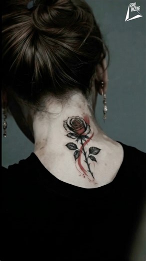 Girl Gets Rose Tattoo on Neck 😱 Satisfying Timelapse #kamzinkzone #girlstattoo #shortsfeed #shorts