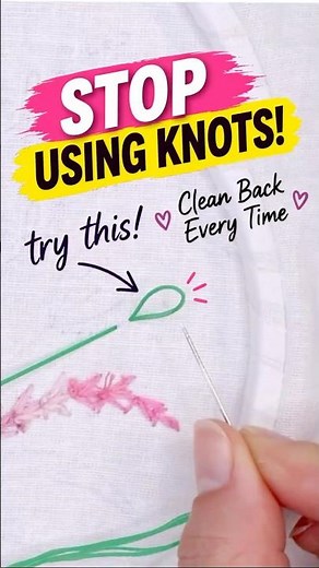 How to Start Embroidery Thread WITHOUT Knots 🪡 Loop Method #embroiderytutorial #handembroidery