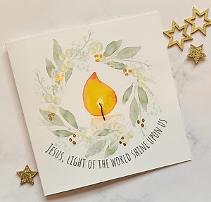 Hand-foiled Christian Christmas Cards: Watercolor Candle Pack - Etsy UK