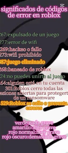 todos los códigos de error de roblox
