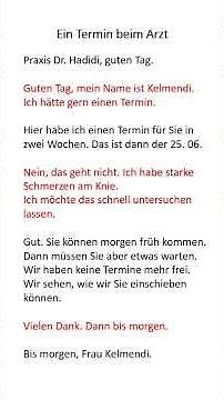 Ein Termin beim Arzt, Dialog A2, Deutsch lernen