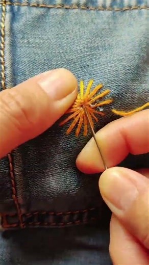 Darning a Jeans Hole into a Mini Sun! ☀️👖