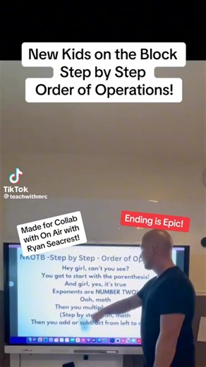 Thanks to #JoeyMcIntyre from #NKOTB for helping create this masterpiece for @teachwithmrc & his class! We won't forget the order of operations ever again 😅 #stepbystep https://onairwithryan.iheart.com/featured/ryan-seacrest/content/2023-11-02-nkotbs-joey-mcintyre-helps-remix-song-for-viral-tiktok-teachers-class/ | On Air with Ryan Seacrest