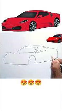 How to draw a Ferrari | Ferrari Car drawing, - Full video on my channel 👇 #ferrari