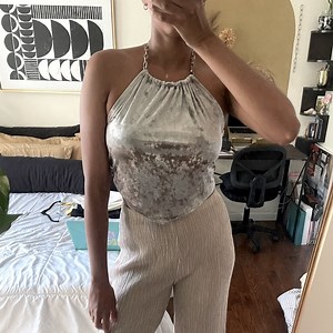Night Out Halter Top with Silver Chain Detailing - New!