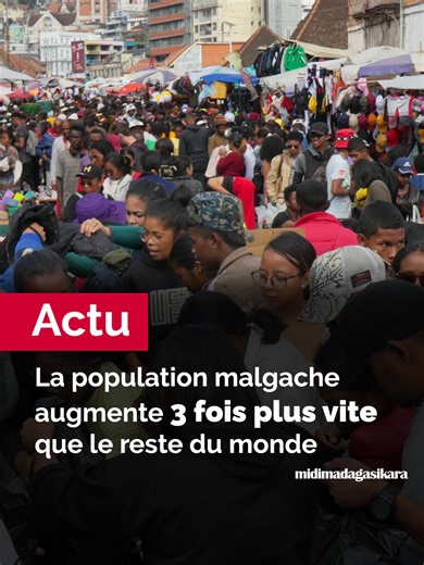 La population Malgache augmente beaucoup plus vite que dans le reste du monde. Chaque année, elle progresse de 2,4 %, contre 0,8 % au niveau mondial. En un an, le pays a enregistré 777 000 nouveaux habitants, sous l’effet d’une fécondité élevée et d’une population très jeune. - Sponsorisé par @solarland.madagas #Madagascar #Actualités #Informations