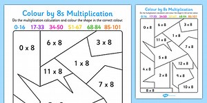 Colour by 8s Multiplication Activity Worksheet