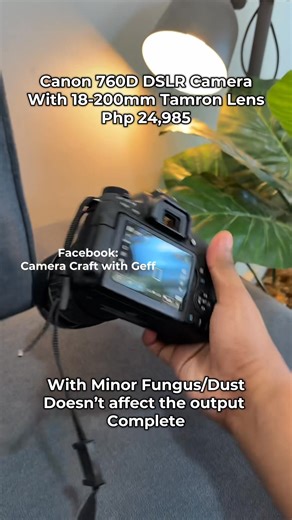 8.1K views · 36 reactions | Canon 760D with 18-200mm Tamron Lens Php 24,985 #Canon760D #RebelT6s #CanonDSLR #CanonPhotography #CanonForSale #DSLRForSale #CameraForSale #PhotographyGear #CanonLovers #DSLRDeal #PrelovedCamera #UsedCameraPh #PhotographySale #TechForSale #CameraMarketplace | Camera Craft with Geff | Facebook