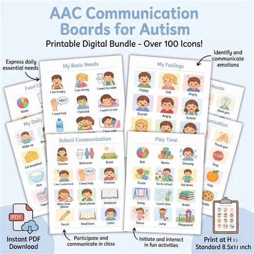 Non Verbal Communication Visual Board Flash Cards | Special Needs Printable Pecs Communication Cards | Speech Therapy - Etsy