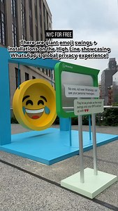 There’s a giant emoji swing & other installations on the High Line showcasing @WhatsApp’s global privacy experience! #WhatsAppPartner On June 7-8, you’ll experience in real life how no one, not even WhatsApp, can see your personal messages. Check out: 😊 Emoji swings that create a disappearing illusion mid-air 💬 Lenticular chat bubbles that block your image from view 📸 A pixelated Photo Booth that shows the visual equivalent of end-to-end encryption 📲 More interactive experiences all designed