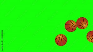 Basketball bounces left to right on the screen on a green screen background