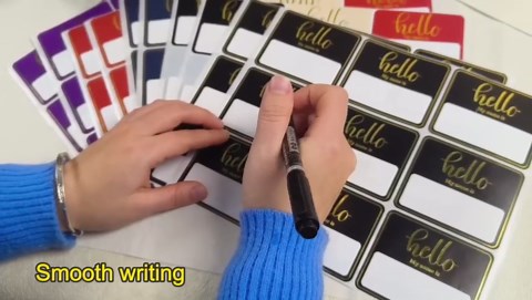 180 PCS Hello My Name is Name Tag, Gold Foil Name Tags Sticker, 2.5 × 3 Inch Large Name Labels, Blue Adhesive Name Tag Labels for Business, Party - Office, School, Home