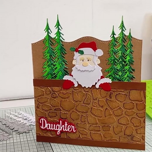 Peeking Santa Xmas card #cardmaking #cardcreations