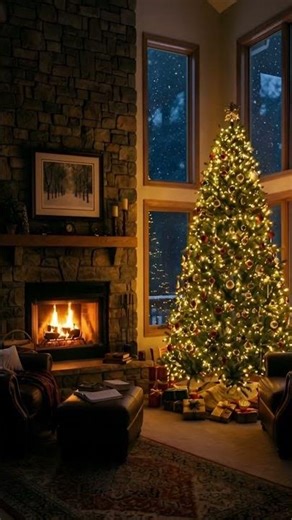 Cozy Christmas Fireplace & Tree 🎄✨ #shorts