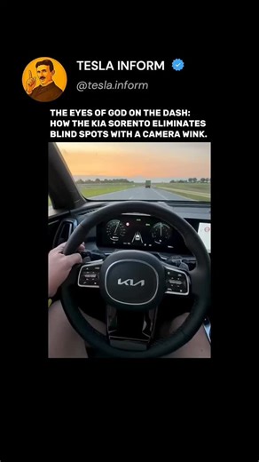 TESLA INFORM on Instagram: "Modern KIA Sorento models feature the **Blind-Spot View Monitor (BVM)** system. When you activate the turn signal, a **real-time video feed from the camera in the corresponding side mirror** instantly appears on the digital instrument cluster or central screen. Instead of straining their neck, the driver sees a full view of the zone hidden by the car's pillars and standard mirror with a single glance. This isn't a mirror replacement; it's their **hyper-evolution**: th