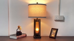 RORIANO Rustic Table Lamps for Living Room Set of 2 with USB C+A Ports, Farmhouse Vintage Nightstand Lamp with Amber Night Light, Retro Desk Lamp for Bedroom, 4 Bulbs Included (Brown)