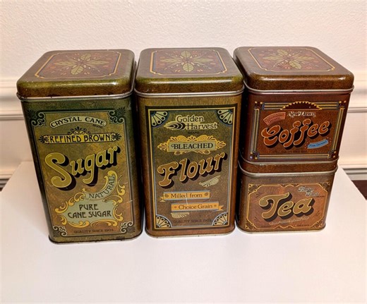 70s Cheinco Storage Tins: Sugar, Flour, Coffee, Tea - Etsy