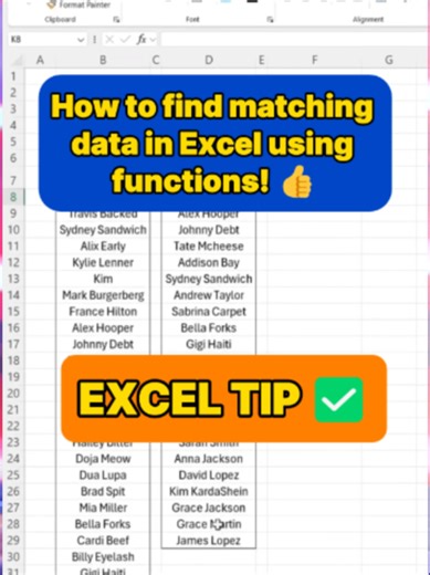 How to find matching data in Excel using functions! #excel #spreadsheets #accounting #workhacks #exceltips