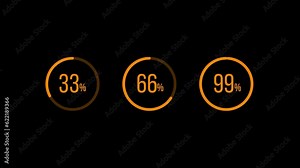 Percentage Counter, Loading Circle, Tech Style Infographics Progress Bar Animation. Matte Channel Video. High Quality 4K Resolution.