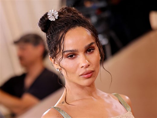 Zoë Kravitz Frees The Nipple Wearing a Super Short and Sheer Lace Lingerie Mini Dress
